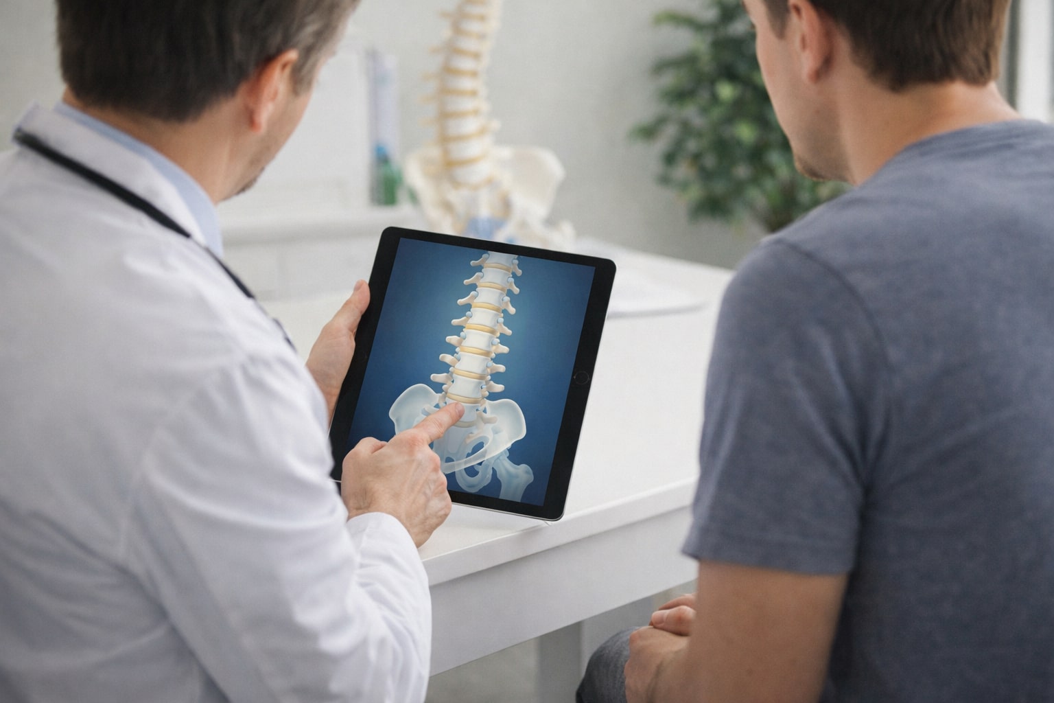 foto konsultasi dokter ortopedi mengenai nyeri punggung yang dirasakan saat bangun tidur