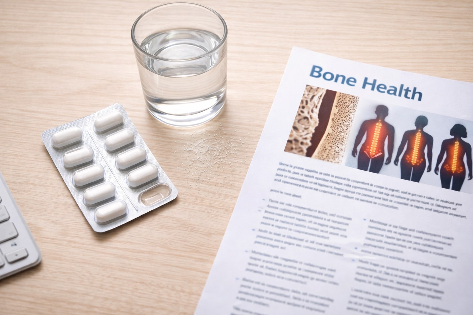 ilustrasi obat dan panduan tertulis untuk terapi osteoporosis tulang belakang